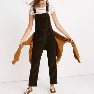 Madewell Corduroy Straight Leg Overalls in White